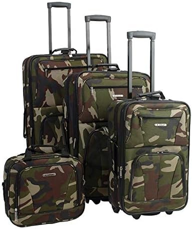 Rockland Fashion Softside 4 Piece Luggage Set, Expandable, (14" Tote/19"/24"/28"), Camo