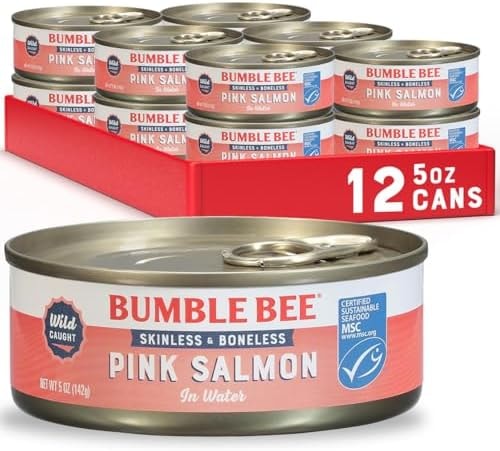 Bumble Bee Wild Caught Pink Salmon in Water, 5 oz (Pack of 12)