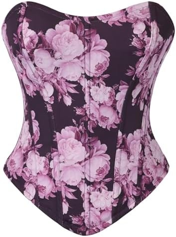 Corset Tops for Women Renaissance Strapless Floral Bustier Purple 10