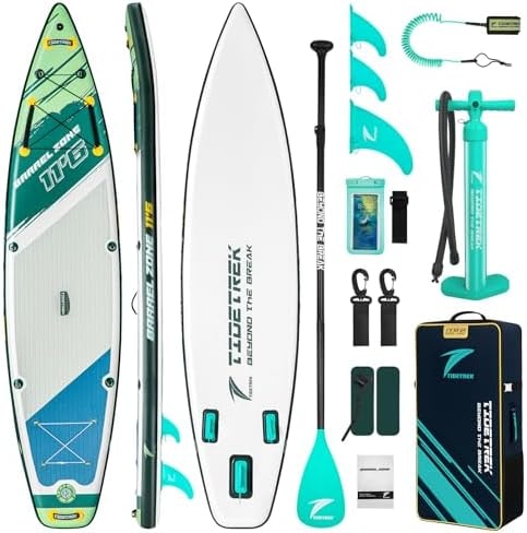 TIDETREK 11'6" Inflatable Stand Up Paddle Boards, Premium SUP Accessories, Non-Slip Comfort Deck for Youth & Adults (Coastal Sage)