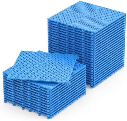 Jocoevol 36-Pcs Interlocking Tile, Indoor/Outdoor Drainage Interlocking Floor Tiles 11.8" x 11.8", Anti-Slip Waterproof Soft PVC Splicing Flooring Tile for Garage Patio Pool Bathroom, Blue