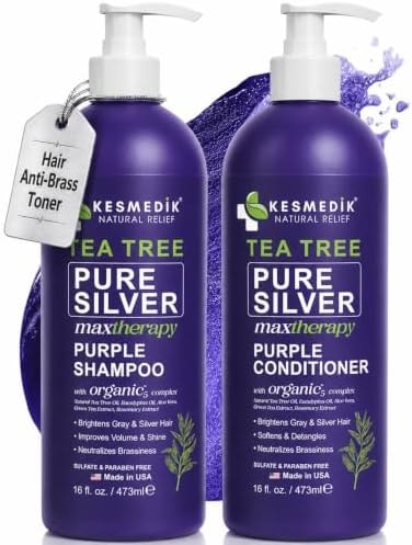 Tea Tree Purple Shampoo & Conditioner Set for Bleached, Silver & Gray Hair