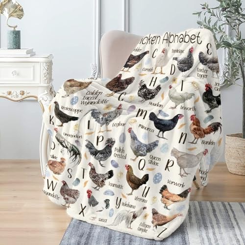 Chicken Alphabet Blanket Gifts Chicken Blanket for Adults