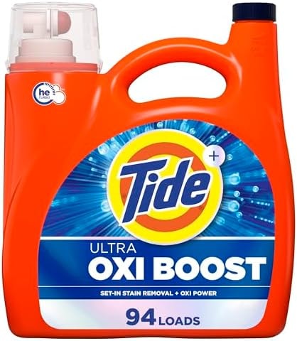 Tide Ultra Oxi Boost Liquid Laundry Detergent, 132 fl oz, 94 Loads, Advanced Stain Remover, Laundry Detergent Liquid with Extra Oxi Power