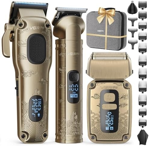 VGRPRO Hair Clippers for Men, Beard Trimmer, Foil Shaver 3-in-1 Clipper Set