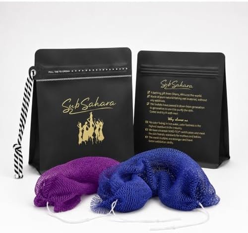 SubSahara African Net Sponge 2 Pack,45-Inch Body & Back Scrubber