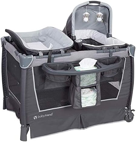 Baby Trend Retreat Nursery Center Playard, Bassinet & Storage, Robin
