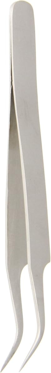 Hakko CHP 7-SA Stainless Steel Non-Magnetic Precision Tweezers with Very-Fine Point Curved Tips, 4-1/2" Length