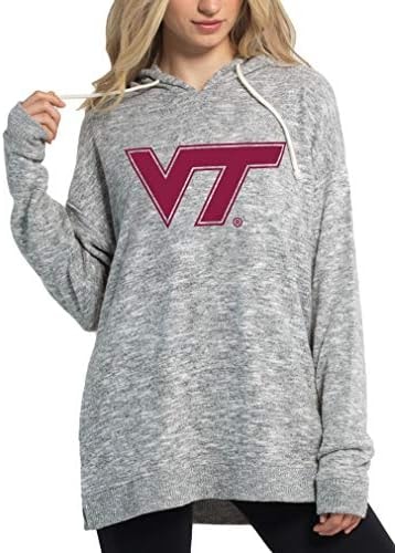 chicka-d NCAA Virginia Tech Hokies Womens Cozy Fleece Tunic, Heather Grey, Large