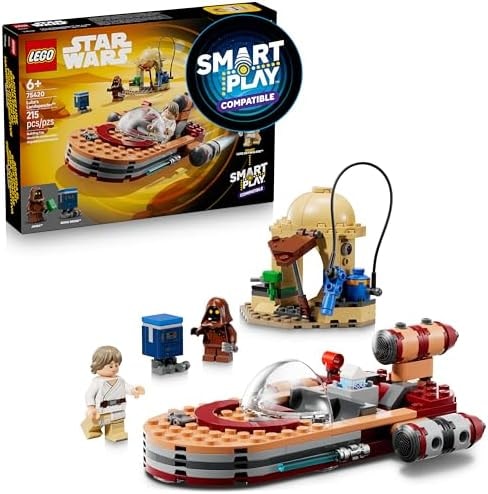 LEGO Star Wars SMART Play: Luke’s Landspeeder - Building Toy for Action Play - Compatible Set with a SMART Tag and 2 Minifigures - Gift for Boys, Girls and Kids Ages 6+ - 75420