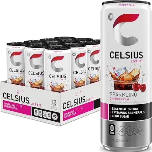 CELSIUS Sparkling Cherry Cola, Sugar Free Energy Drink, 12 Fl Oz (Pack of 12)