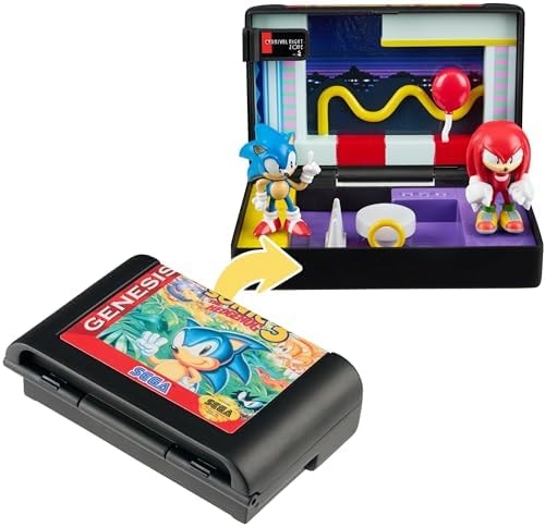 Console Heroes Sonic the Hedgehog 3 Diorama Playset – Mini Sonic & Knuckles Figures with Carnival Night Zone – SEGA Genesis Collectible Cartridge