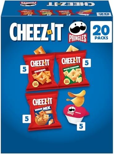 Cheez-It, Pringles Variety Pack Snacks, Lunch Snacks, Family Size (20 Packs)