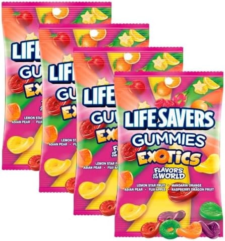 LIFE SAVERS Exotics Gummy Candy, 7 oz Bag (Pack of 4)