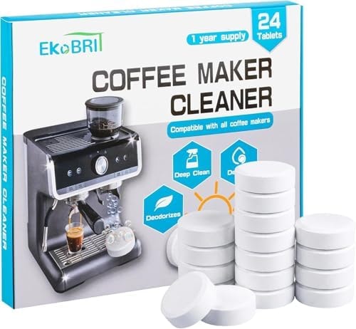 Coffee Machine Cleaner & Descaler Tablets – 24 Count Coffee Maker Cleaning Tablets for Espresso & Drip Machines, Compatible with Keurig, Nespresso, Breville & More