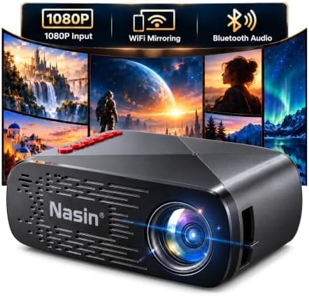 Mini Projector, Nasin Portable Projector with WiFi, Bluetooth, 1080P Input