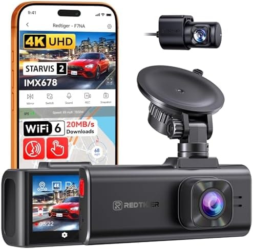 REDTIGER F7NA 4K 8MP Dashcam Front Rear, STARVIS 2 IMX678, 5GHz WiFi 20MB/s