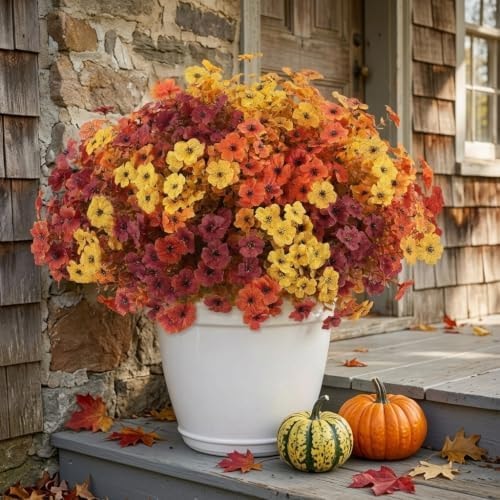 GOOLAMA 12 Pcs Artificial Fake Flowers for Outdoor Porch Autumn Decor