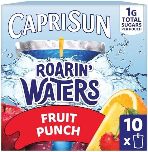 Capri Sun Roarin' Waters Flavored Water Beverage, 10 Pouches, for School Lunches and On-the-Go Hydration