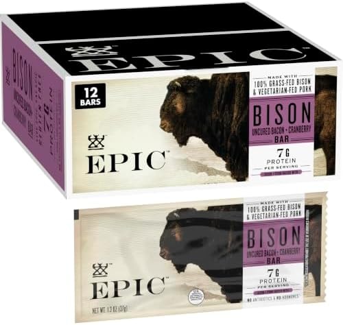 EPIC Provisions Bison Bacon Cranberry Bars, Gluten-Free, 12 ct, 15.6 oz