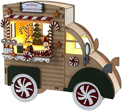 Kurt S. Adler 10-Inch Battery-Operated Lit Merry Christmas Gingerbread Truck