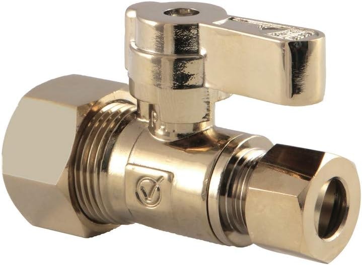 Kingston Brass KF5335PB 5/8" OD x 3/8" OD Comp Straight Stop Valve, Polished Brass