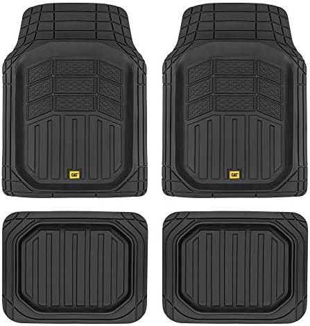 Cat® CAMT-9014 (4-Piece) Heavy Duty Deep Dish Rubber Floor Mats, Trim to Fit for Car Truck SUV & Van, All Weather Total Protection Durable Liners