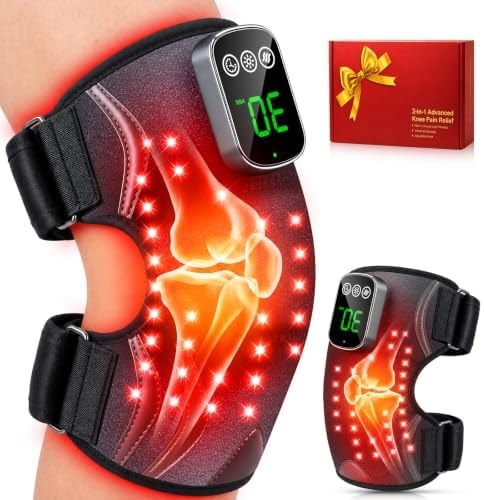 Red Light Therapy Knee Massager with Heat & Vibration, Cordless Wrap