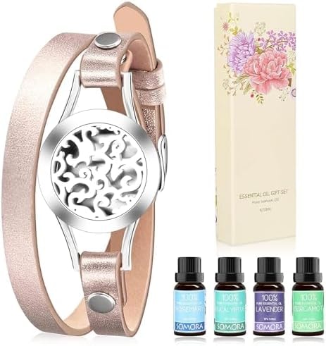 Birthday Gifts for Women Mom, Aromatherapy Diffuser Bracelet Gift Set,Gold