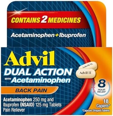 Advil Dual Action Back Pain, Ibuprofen 250mg, 18 Count