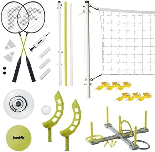 Franklin Sports Fun 5 Combo Set - Badminton - Volleyball - Ring Toss - Flip Toss - Flying Disc