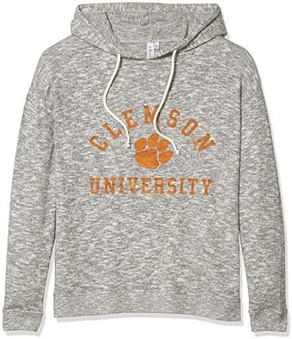 chicka-d Clemson Tigers Women's Cozy Fleece Hoodie Heather Grey, Small