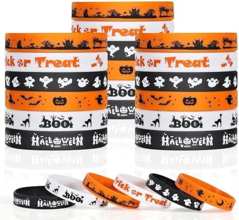 Halloween Rubber Bracelets Bulk 30 PCS Halloween Party Favors for Kids