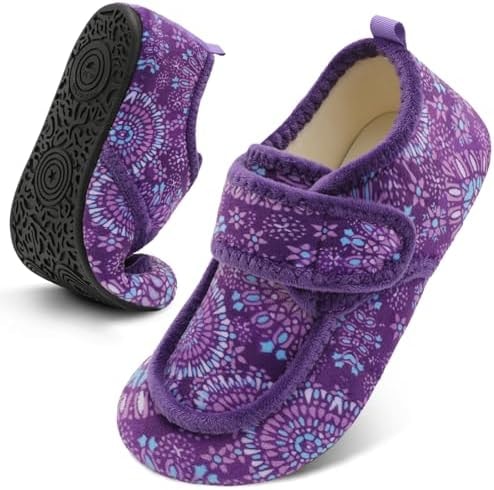BARERUN Diabetic Neuropathy Shoes Women Slip-on Cozy Indoor Outdoor Slippers Slip on Socks for Women Men Womens Mens Warm Slippers Purple 5.5-6.5 Women 4-5 Men