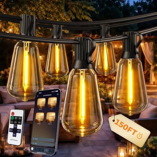 Ecoeve Outdoor String Lights, 150 FT Patio Lights for Outside