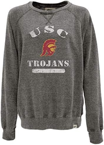 Blue 84 Women's USC Trojans Burnout Crewneck Sweatshirt, Usc Trojans Charcoal, XX-Large