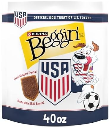 Purina Beggin' U.S. Soccer Crest Dog Treats, Real Bacon, 40 oz Pouch
