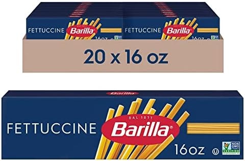 Barilla Fettuccine Pasta, 16 oz. Box (Pack of 20) - Non-GMO, Made with Durum Wheat Semolina - Kosher Certified