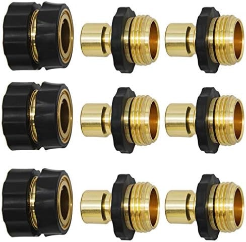 Triumpeek 3/4" Garden Hose Connector, 9 Pieces Garden Hose Quick Connect Fittings, Male and Female Quick Release Garden Hose Connector