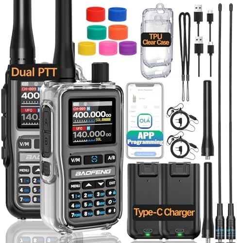 Baofeng Radio UV-5R Mini Ham Radio Long Range Handheld Rechargeable Walkie Talkies for Adults APP Programming NOAA Weather UV5R 5RM Two Way Radio With Earpiece USB-C Charger for Survival Hunting,2Pack
