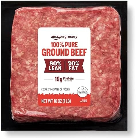 Amazon Grocery, Ground Beef, 80% Lean/20% Fat, 1 lb