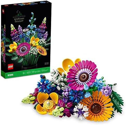 LEGO Botanicals Artificial Wildflower Bouquet - Fake Indoor Flowers Building Set for Home, Kitchen, Desk Decoration, Adults Ages 18+ - Gift for Birthdays - 10313