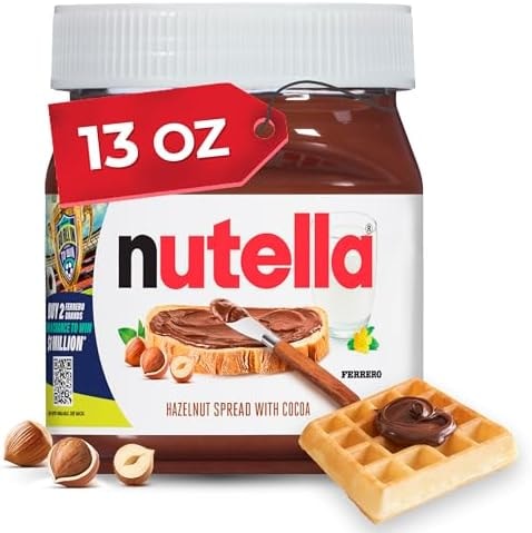 Nutella Creamy Chocolate Hazelnut Spread with Cocoa, Sweet topping for breakfast and desserts, 13 oz