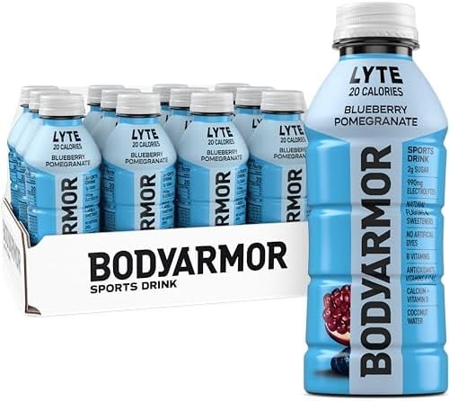BODYARMOR Lyte Sports Drink Low-Calorie Beverage, Blueberry Pomegranate, Coconut Water Hydration, Natural Flavors with Vitamins, Potassium-Packed Electrolytes, 16 Fl Oz (Pack of 12)