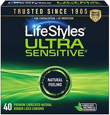 LifeStyles Ultra Sensitive Natural Feeling Lubricated Latex Condoms, 40 Count