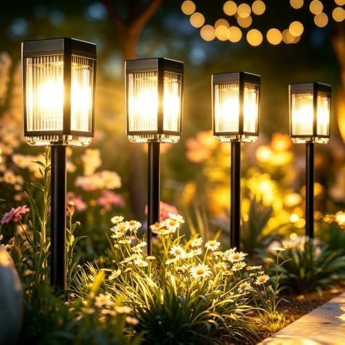 HMDecor 10-40 LM Solar Pathway Lights 3 Brightness Modes 8 Pack
