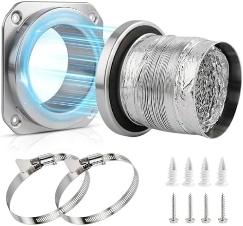 Coufonk Magnetic Dryer Vent Connector Kit for Tight Space, Air Coupling Duct Exhaust Hose Recessed on Wall, 4inch Flexible Quick Pipe Connection Replacement , Indoor Cleaning Box Attachment