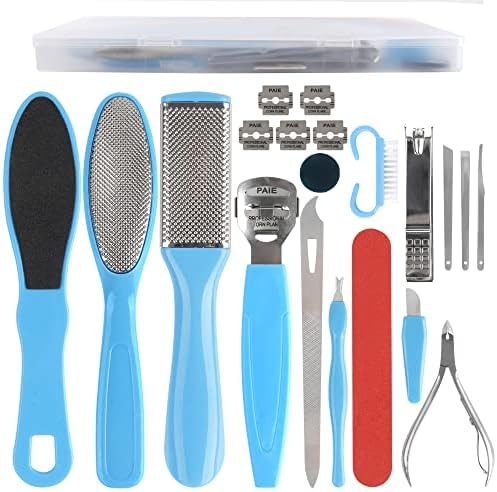 Professional Pedicure Tools Kit, 20 in 1 Stainless Steel Pedicure Foot Supplies Set, Foot Files Callus Dead Skin Remover, Pedicure Foot Spa Tools at Home or Salon for Women & Men(Blue)