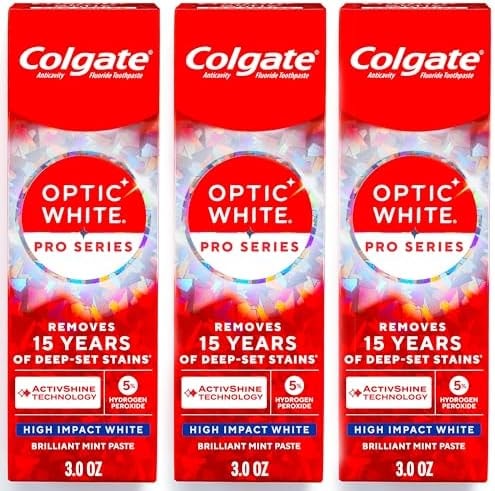 Colgate Optic White Pro Series High Impact White Toothpaste, 3 Pack, 3.0 oz