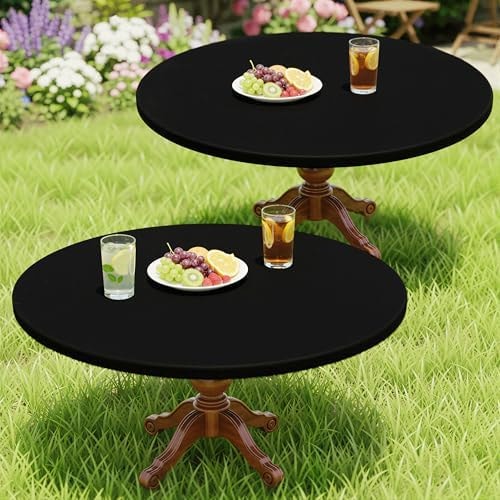 Moosfor 2 Pack Spandex Round Tablecloth, Fitted Table Cloth for 45-56 Table